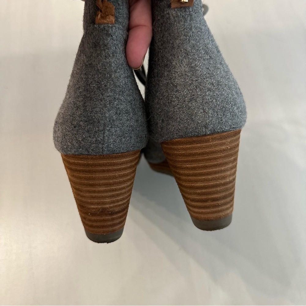 Dr. Scholl’s Shoes Women’s Lace Up Round Toe Gray Wool Wedge Booties Sz 11M GUC - Picture 9 of 13